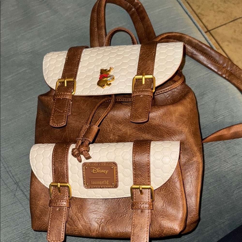 Disney Loungefly Brown and Cream Backpack